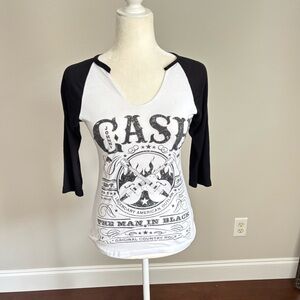 Vintage Johnny Cash Graphic Punk Grunge Girl Moto Longsleeve Top Size Small